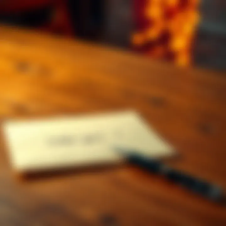 A handwritten letter on a wooden table with a pen beside it, representing emotions and connections