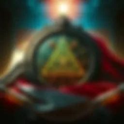 A diagram showing different levels of the Illuminati with symbols of power and secrecy