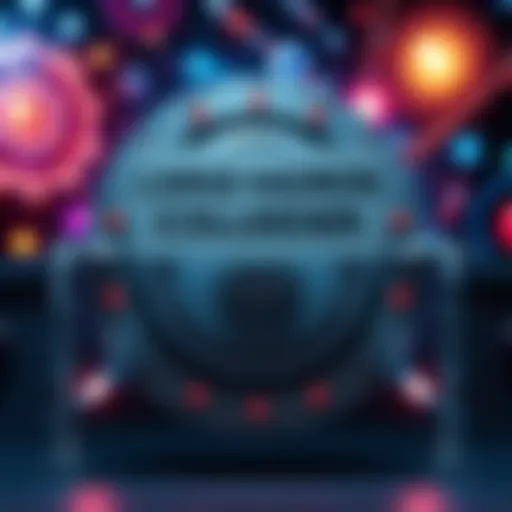 Sign announcing the closure of the Large Hadron Collider for upgrades, with scientific imagery in the background.