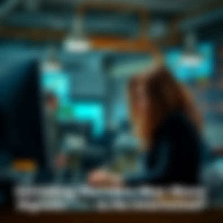 A woman observing a Libra man at work, noting his body language and eye contact, showing curiosity about his feelings