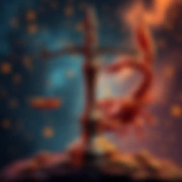 Illustration of Libra scale and Scorpio symbol showcasing their traits and compatibility.