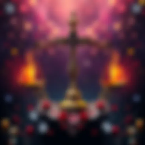 A visual representation of Libra traits showcasing balance and harmony, with elements symbolizing love and partnership.