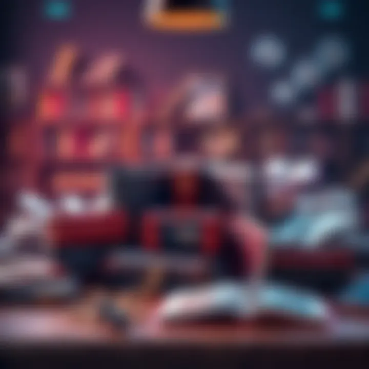 A collection of books, videos, and articles on a table, symbolizing a resourceful online platform for learning.