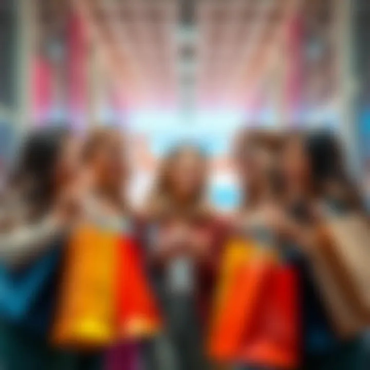 Libras Enjoying Retail Therapy A group of Libras happily shopping together, surrounded by colorful bags and smiling faces, showcasing their love for retail therapy.