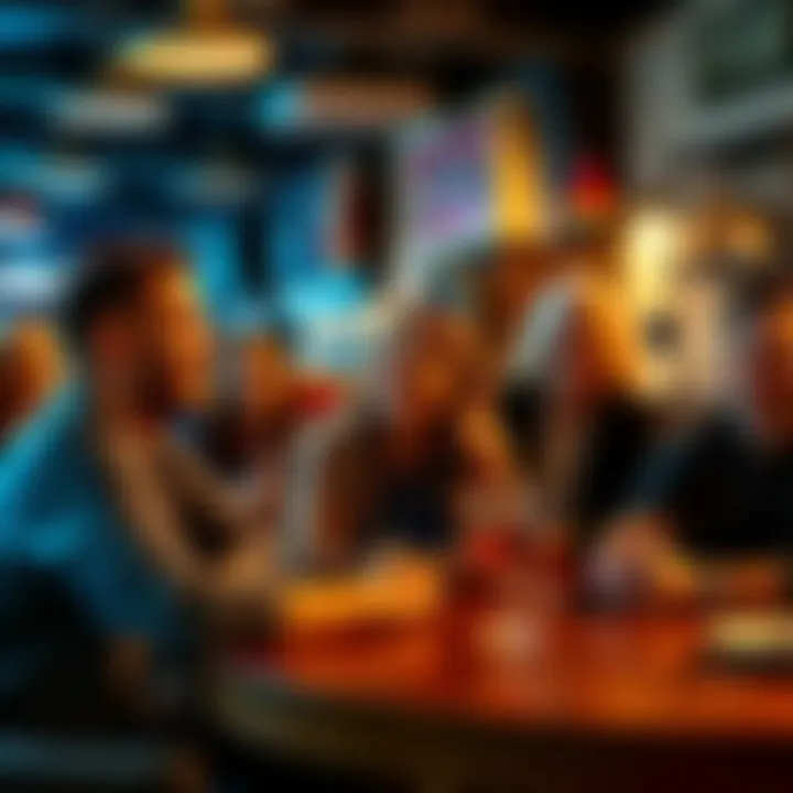 A Libra person laughing with a group of Scorpios at a café, showcasing a friendly and lively atmosphere.