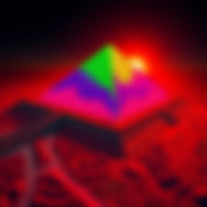 A digital representation showing LIDAR data of the Kafre Pyramid, highlighting its structure and surrounding area.
