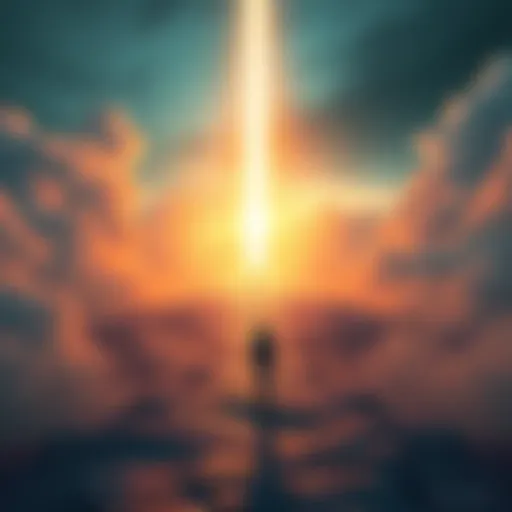 Concept of Life After Death A serene scene depicting a glowing light and a figure walking towards it, symbolizing the journey after death.