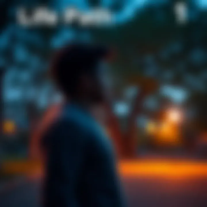 A person reflecting on their Life Path 1 experiences while standing alone in a serene park setting.