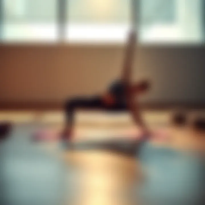 A person practicing yoga on a Liforme Classic Travel Yoga Mat, demonstrating stability and grip during a sweaty session.