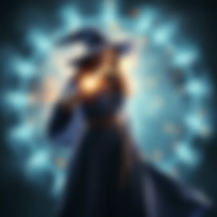Light Witch with Magic Aura A light witch casting a spell surrounded by a bright aura, symbolizing her connection to light magic.