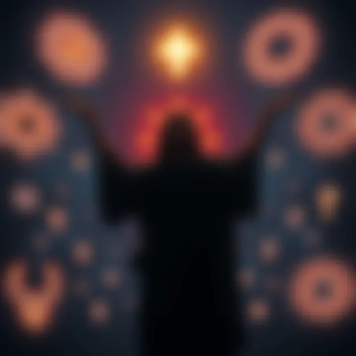 Light and Knowledge A silhouette of Jesus surrounded by glowing symbols representing light and knowledge, symbolizing Gnostic themes in the Gospels.