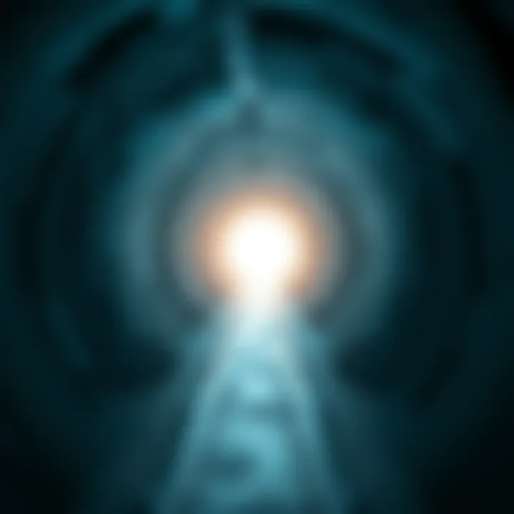 A bright light shining at the end of a dark tunnel symbolizing transformation and the afterlife.