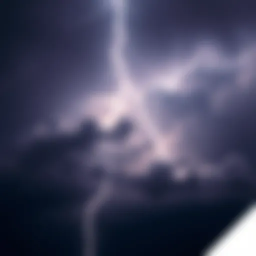 A bright lightning bolt illuminates a dark sky filled with clouds during a thunderstorm, highlighting the risk of lightning strikes.