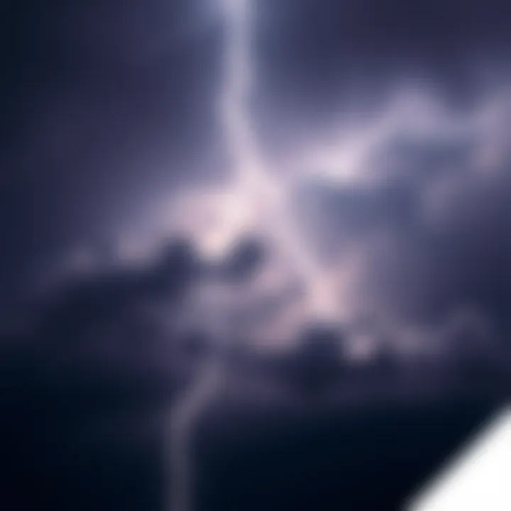 A bright lightning bolt illuminates a dark sky filled with clouds during a thunderstorm, highlighting the risk of lightning strikes.