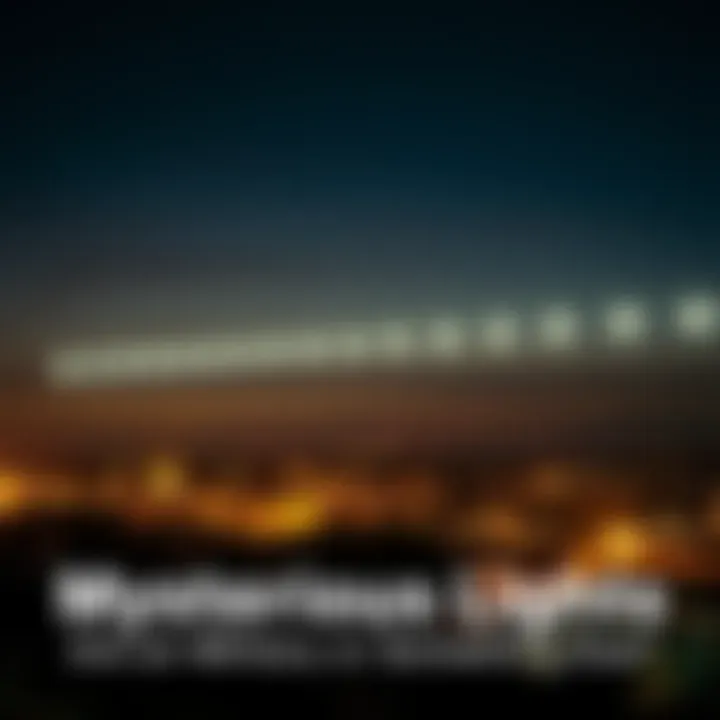 A lineup of bright lights in a clear night sky above Lexington, Kentucky, resembling aircraft in flight