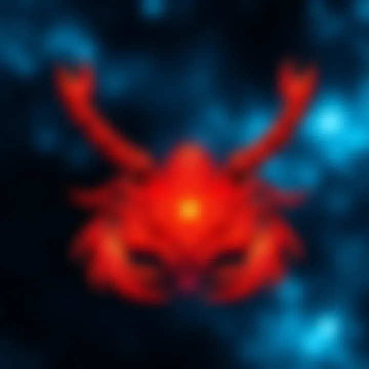 A graphic representation of Lilith's symbol overlaying the Scorpio zodiac sign, showcasing intense colors and deep emotional themes.