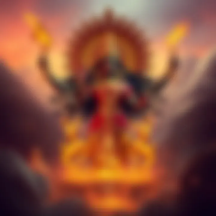 Representation of Linga Bhairavi as Durga, Lakshmi, and Saraswathi, showcasing their symbols of strength, wealth, and knowledge