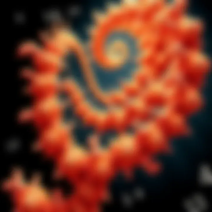 Illustration showing numbers intertwined with fractal patterns, symbolizing the connection between Carl Jung's insights and mathematics.