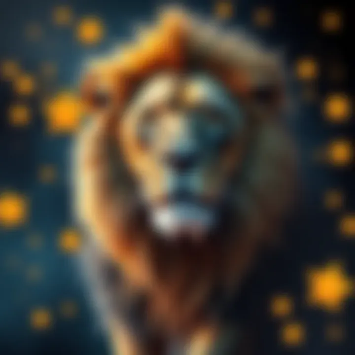 A lion looking puzzled, surrounded by stars representing the Leo zodiac sign, symbolizing the disconnect from typical Leo traits.