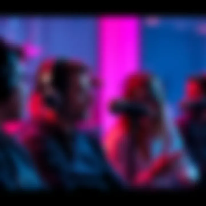 A group of people listening to podcasts about paranormal topics, featuring microphones and headphones