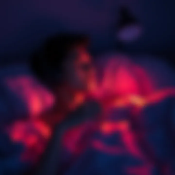 Person wearing headphones in bed, listening to subliminal audio for better results while sleeping.