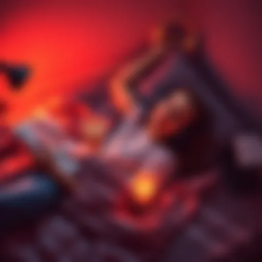 A person lying in bed with headphones on, listening to a podcast while holding a book and a warm drink.