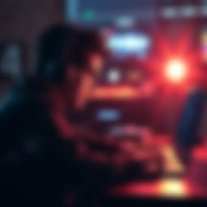 Person wearing headphones, looking at a laptop screen with subliminal audio playing
