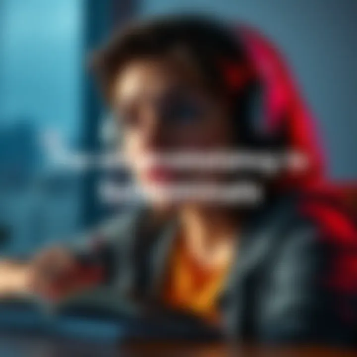 A person wearing headphones, looking surprised while listening to subliminal audio, with a thoughtful expression and a notebook beside them to jot down thoughts.