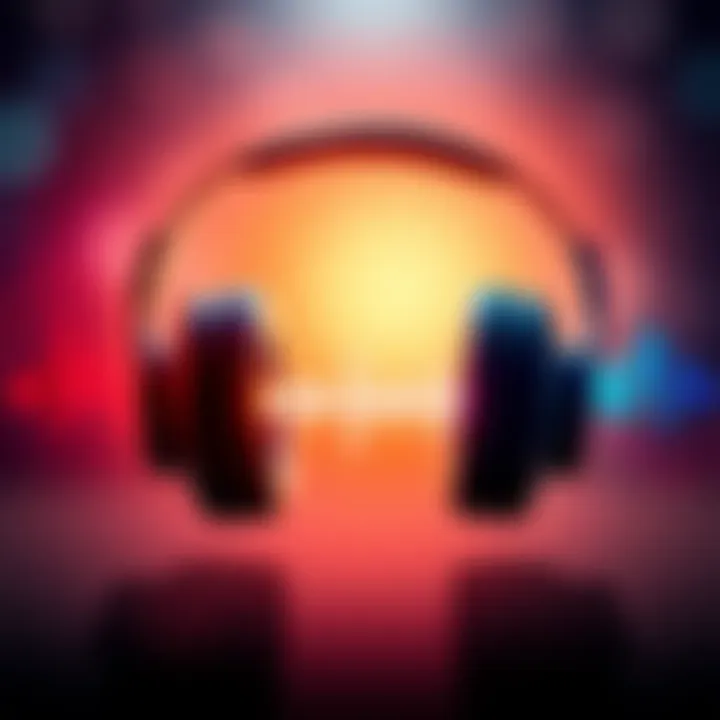 A pair of headphones with sound waves representing different subliminal messages for love and weight loss.