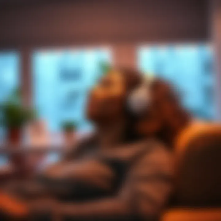 Listening to Subliminals A person wearing headphones, relaxed while listening to subliminal messages in a cozy environment, showcasing routines for beauty and love.