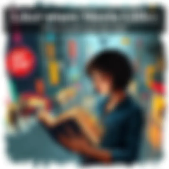 Literature Meets Life A person reading a book with a backdrop of urban life merging with literary scenes