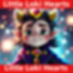 A whimsical character with playful features, surrounded by sparkles and magical elements, showcasing mischief and adventure.