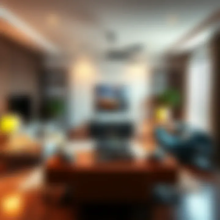 A cozy living room featuring five different furniture arrangements to optimize space and functionality.