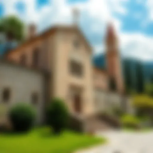 A view of the local monastery showcasing its stone walls and peaceful surroundings