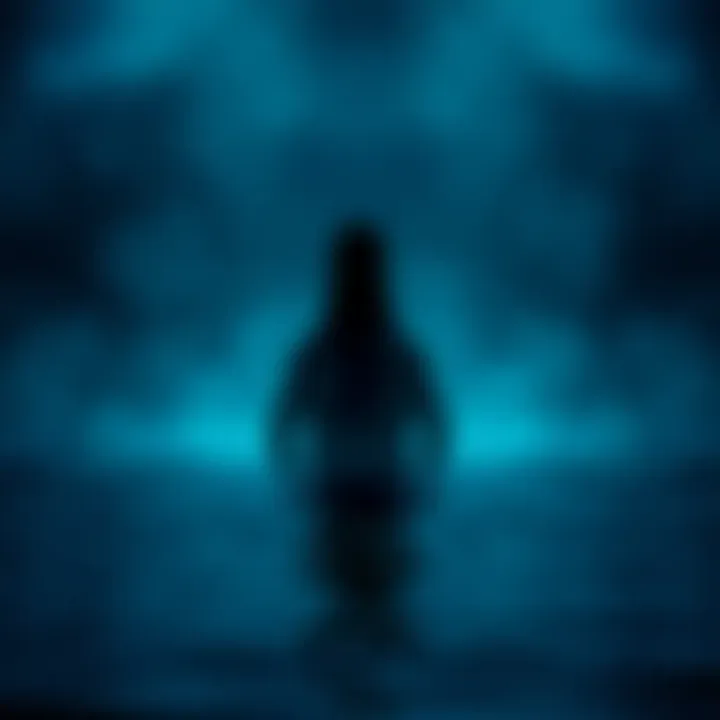 Loch Ness Monster in Water A shadowy figure resembling a large creature seen in the waters of Loch Ness during nighttime.