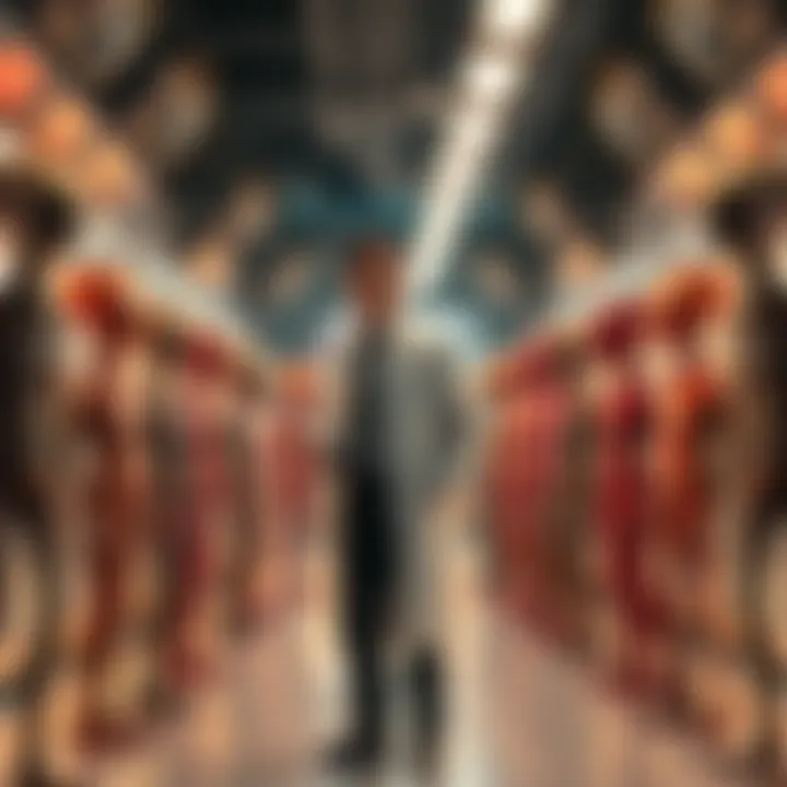 A Lockheed Martin scientist stands beside 18 alien beings from Quintumnia in a U.S. facility, showcasing their advanced technology.