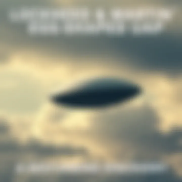 An egg-shaped unidentified craft hovering in a cloudy sky, representing the discovery by Lockheed Martin.