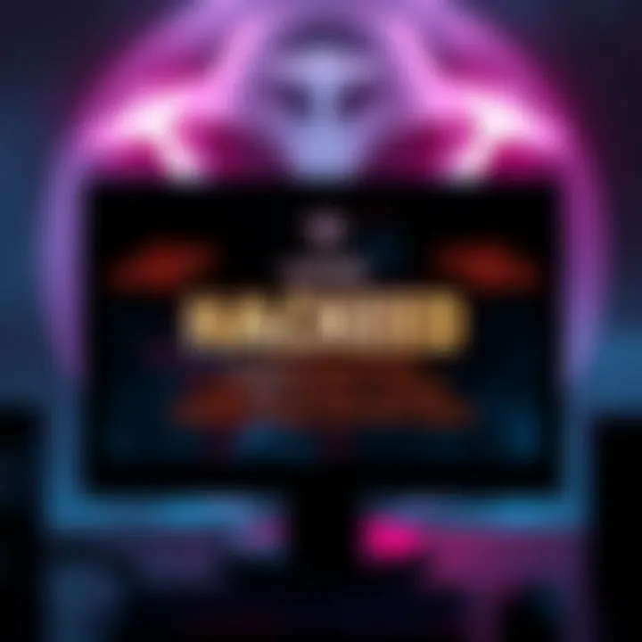 Lockheed Martin Hacked A computer screen displaying a warning message about the Lockheed Martin hack, with mysterious symbols representing UFOs and aliens in the background.