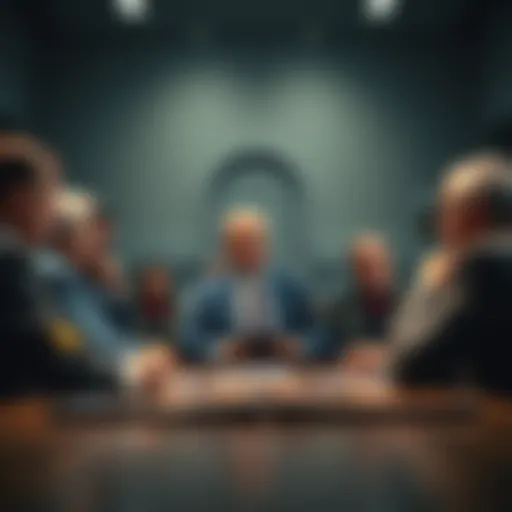 Members of a lodge discussing unexpected lifetime tenure of their secretary, looking puzzled