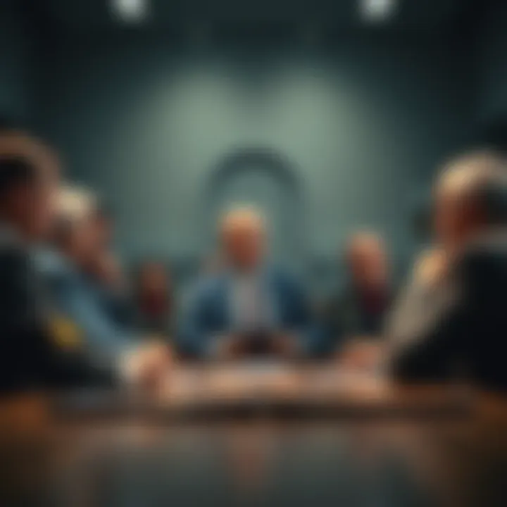 Members of a lodge discussing unexpected lifetime tenure of their secretary, looking puzzled