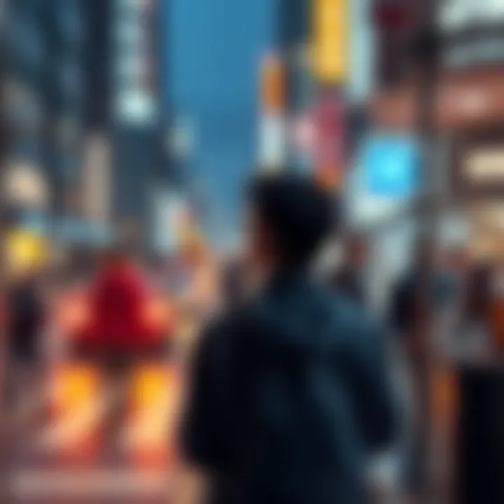 A person thinking while observing a busy street, illustrating the reasoning behind everyday situations.