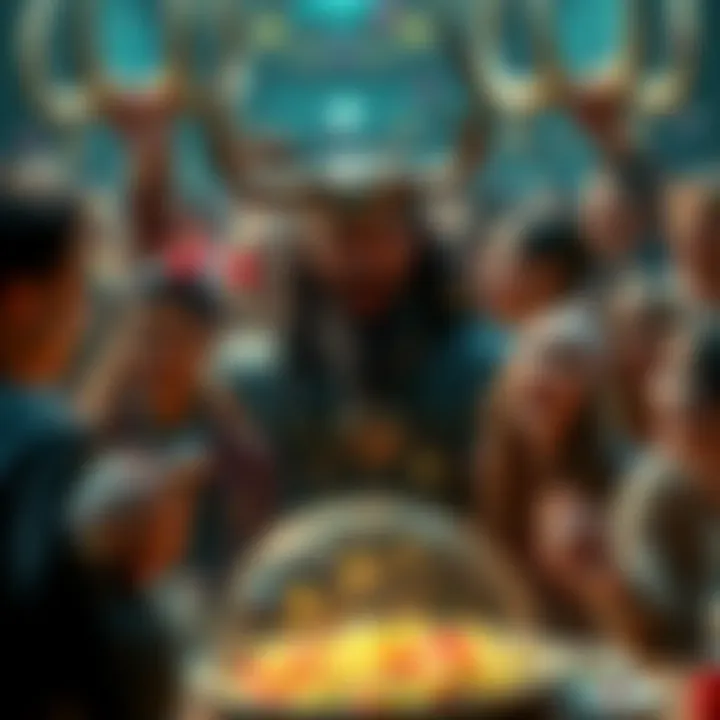 A playful scene depicting Loki, the Norse trickster god, surrounded by people playing pranks and laughing on April Fools' Day.