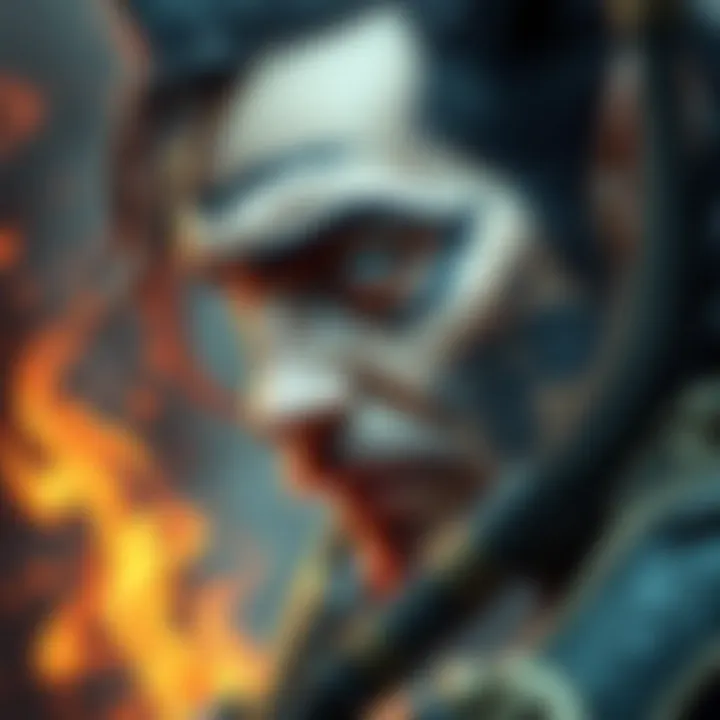 A captivating drawing of Loki featuring a wolf's eye and a snake tattoo, representing his mythological character.