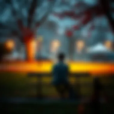 Lonely person sitting on a bench A person sitting alone on a park bench looking thoughtful, representing feelings of loneliness and struggles with friendships at 32