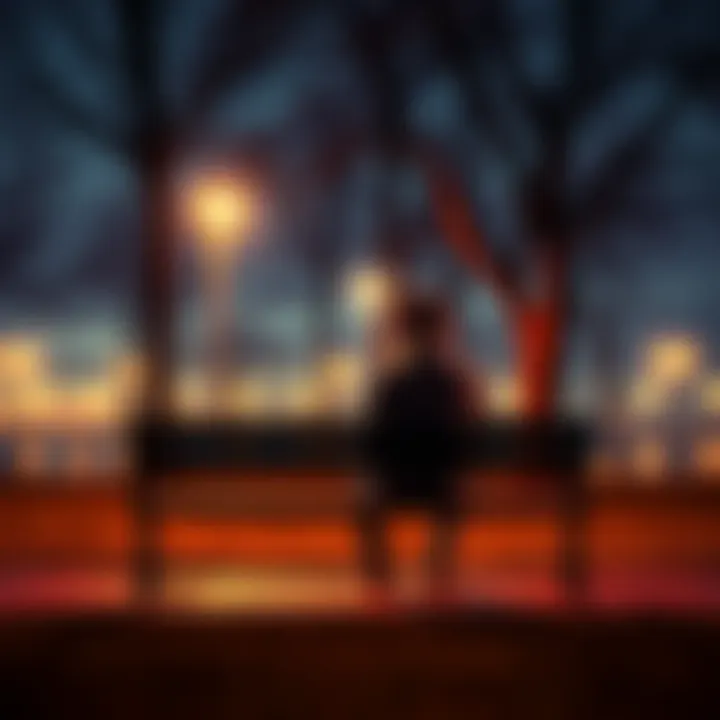 A person sitting alone on a park bench, looking pensively into the distance, symbolizing feelings of loneliness and solitude