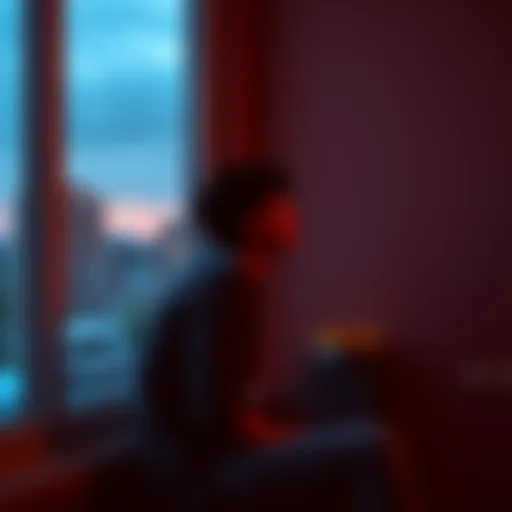 A person sitting by a window, gazing outside with a thoughtful expression, reflecting on their emotions after a breakup.