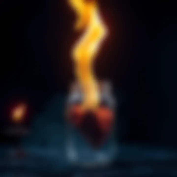 A bright flame extending from a unique spell jar, surrounded by mystical symbols and a dark background.