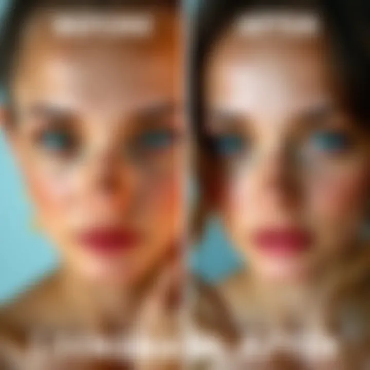 A side-by-side comparison of a person's facial appearance before and after using a looksmaxing audio program, showing subtle improvements in features and overall beauty.