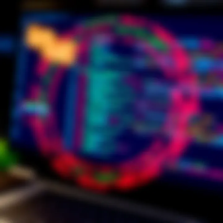 Looping Code A computer screen showing lines of code forming a circular loop, representing recursive loops in technology.