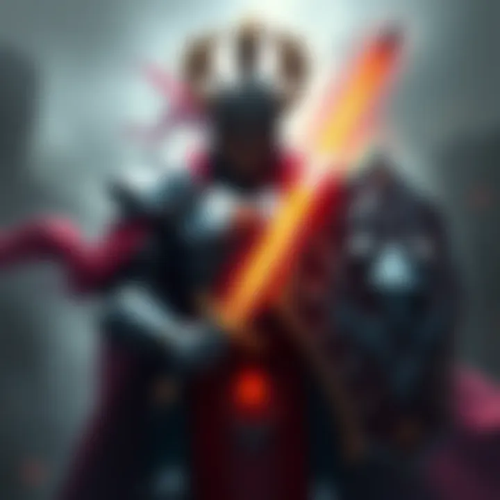 An artistic representation of Lord Ares, showcasing a powerful armored warrior with a sword and shield, symbolizing strength and conflict.